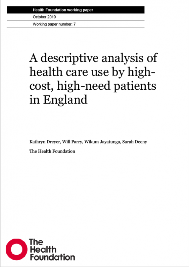 Cover of high cost high need users working paper