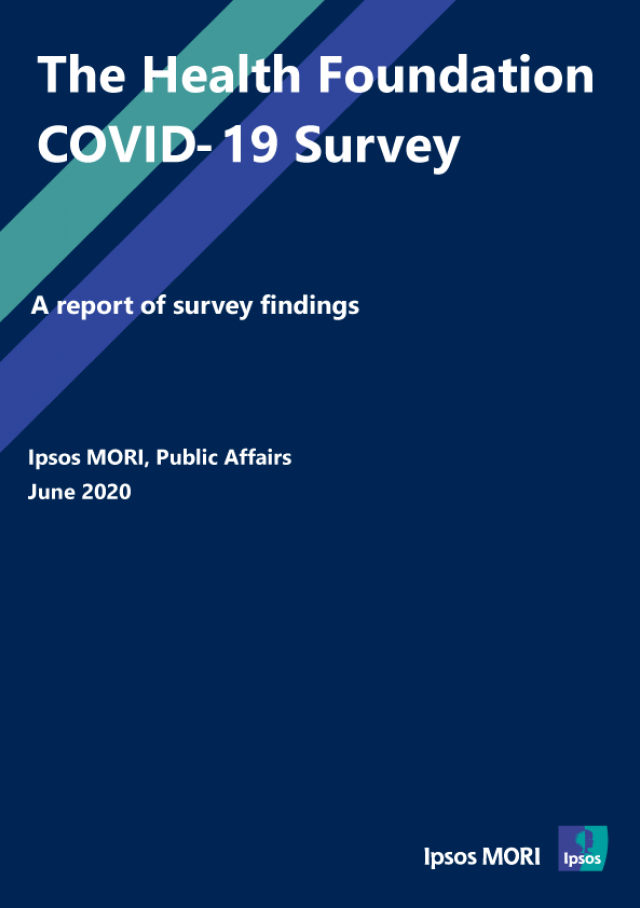 Front cover for the Health Foundation's COVID-19 survey by Ipsos MORI summary results slidedeck