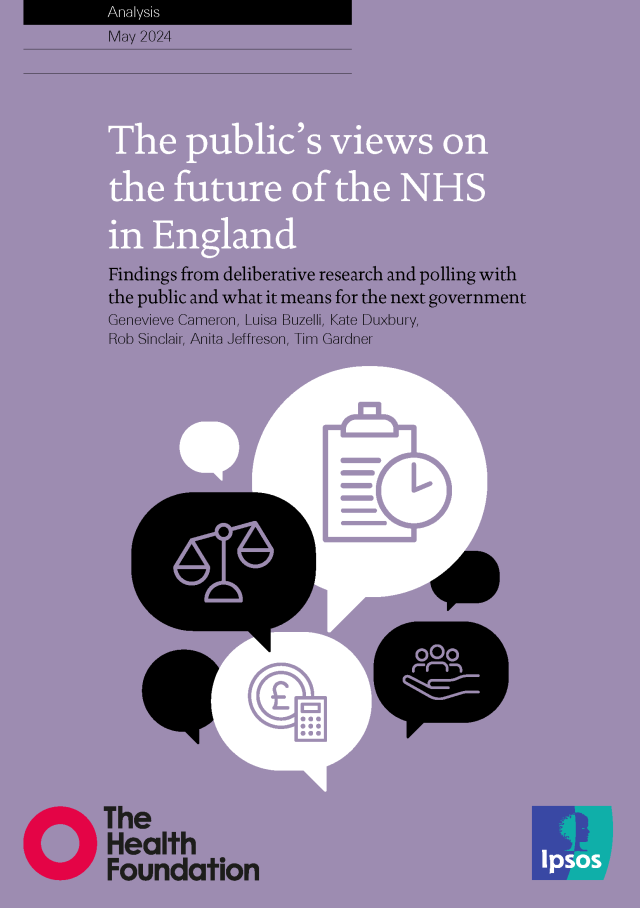 Cover of The public's views on the future of the NHS in England