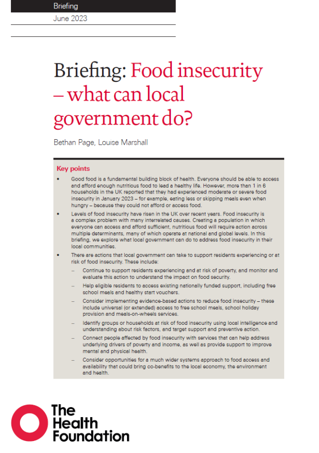 Food insecurity – what can local government do?