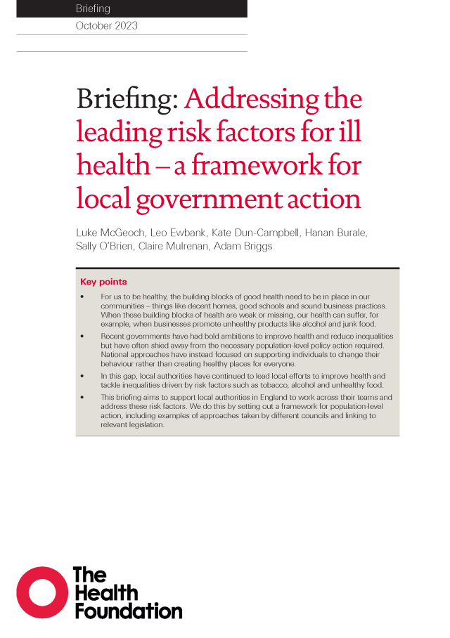 Risk factors briefing cover