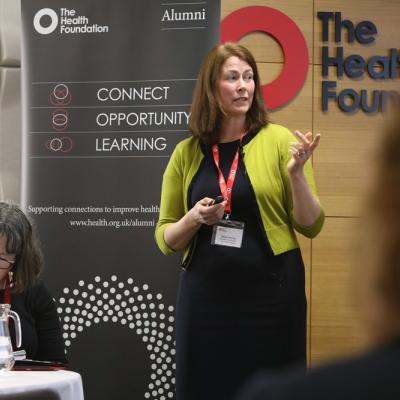 Eleanor Murray speaking at the Health Foundation's annual event for its alumni