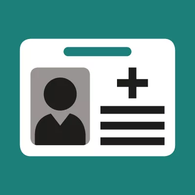 Graphic showing staff ID badge