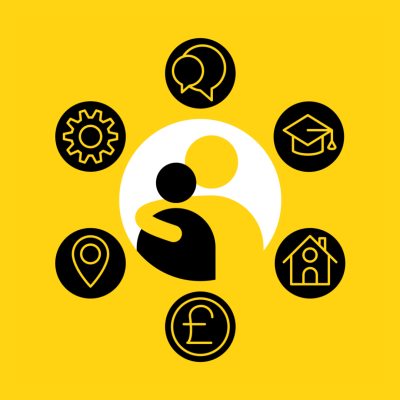 Emotional support for young people image with yellow background