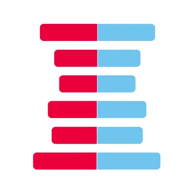 Abstract graphic of diverging bar chart