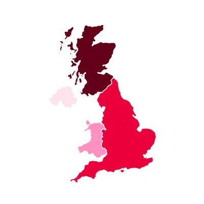 Abstract graphic of a choropleth map of the UK nations