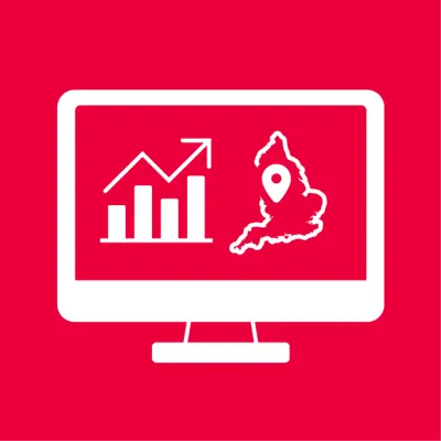 Red and white dashboard graphical icon