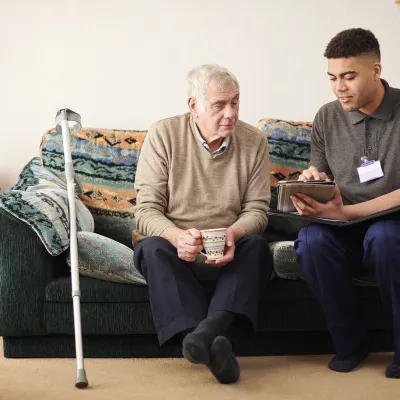 Man with care worker