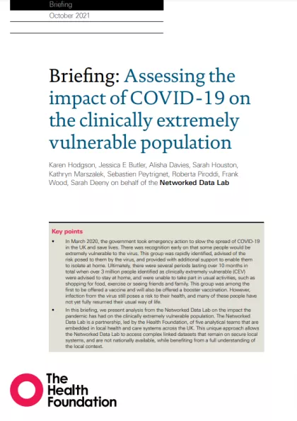 Assessing the impact of COVID-19 on the clinically extremely vulnerable ...